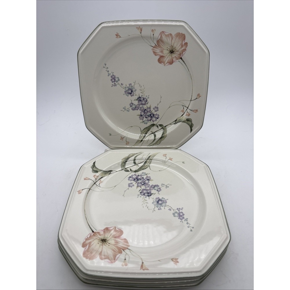 Set of 4 Mikasa Continental Amsterdam F3102 Salad/Bread Plates 8-1/4" Green Rim